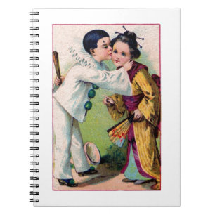 Carnet Garçon de clown de Pierrot embrassant la fille de