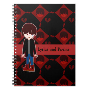 Carnet Garçon Emo Triste Solitaire Amusant Dessin Animé C