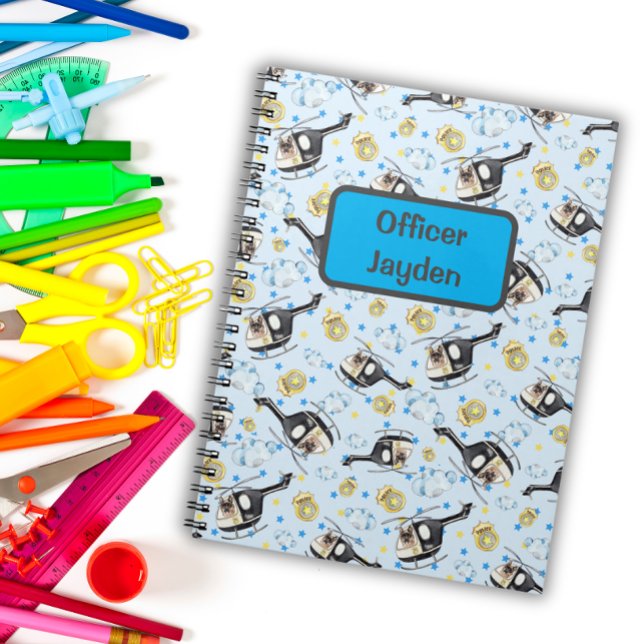 Carnet Garçons Mignons Hélicoptère de Police Imprimé (Créateur téléchargé)