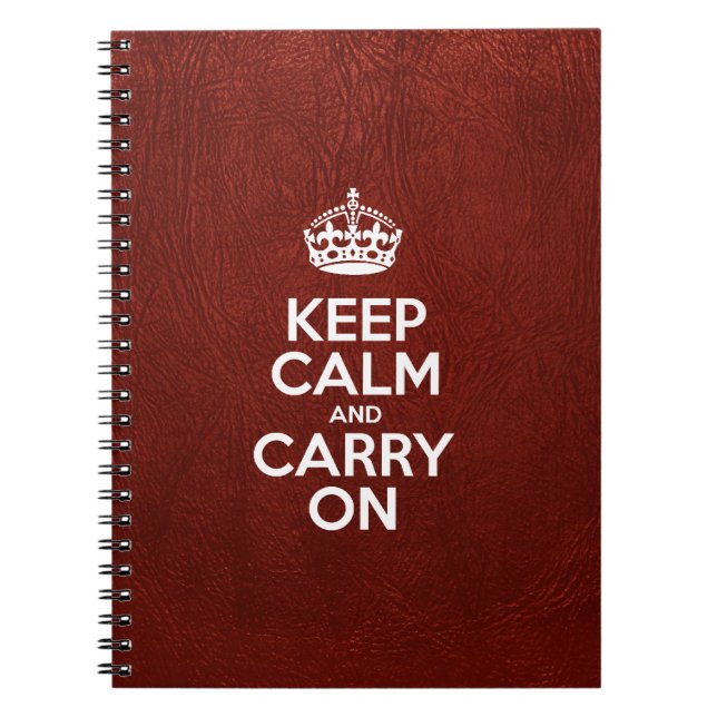 Carnet Gardez le calme et continuer, Cuir rouge, Typograp (Devant)