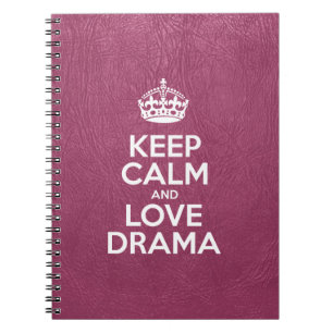 Carnet Gardez le calme et l'amour Drama, Cuir rose, Typog