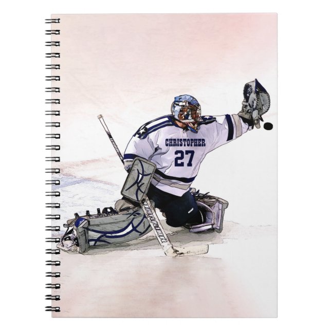 Carnet Gardien de but de hockey sur glace avec votre (Devant)