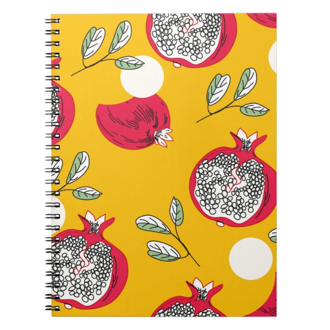 Carnet Garnet fruit main dessiné sans couture motif. Vint (Devant)