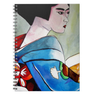 Carnet Geisha japonais avec Art original Blue Kimono