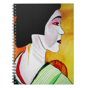Carnet Geisha japonais avec kimono vert art original