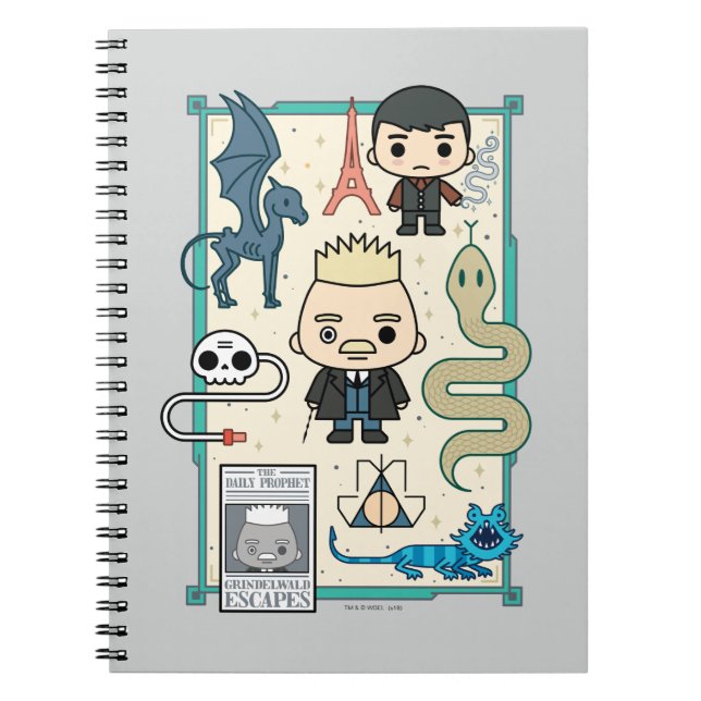 Carnet GELLERT GRINDELWALD™ et dessin sur os (Devant)