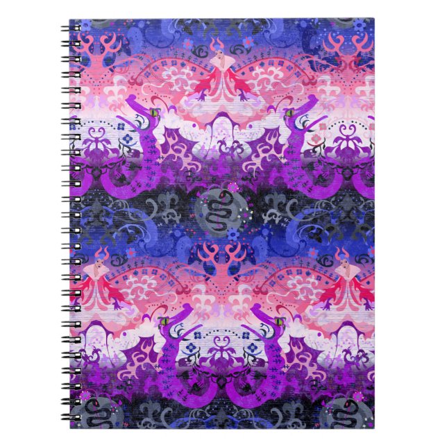 Carnet Genderfluide Dragon Damask - Genderfluide Fierté D (Devant)