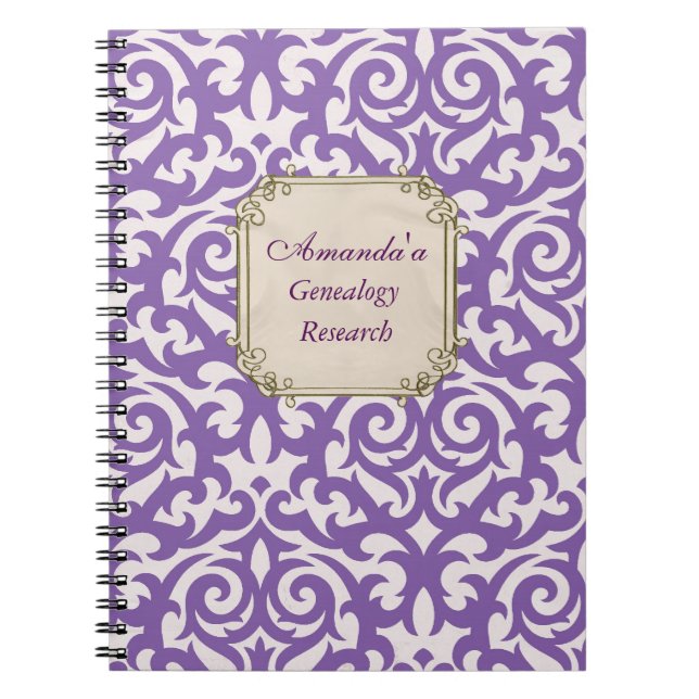 Carnet Généalogie pourpre élégante de damassé (Devant)
