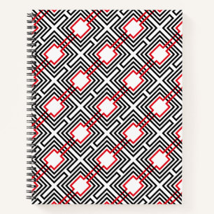 Carnet Géométrique rouge et blanc noir