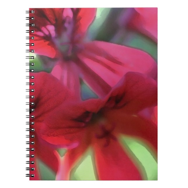 Carnet Geraniums d'aquarelles rouges (Devant)