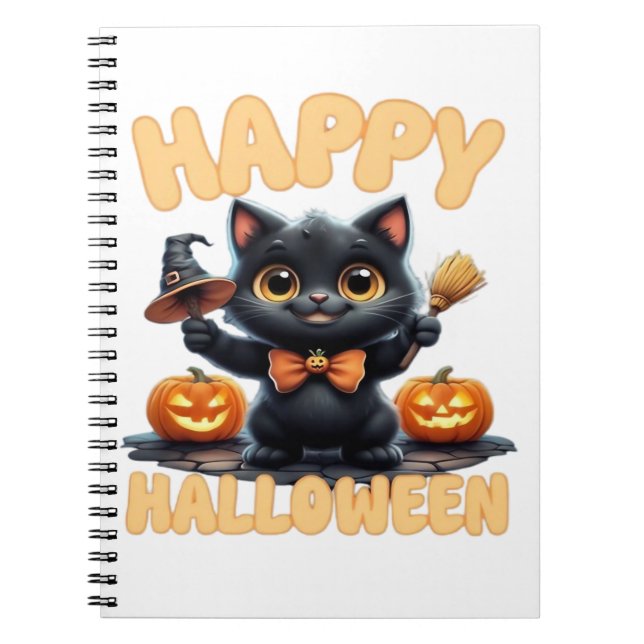 Carnet Ghost Cat Tee, Chemise Halloween, Éffrayante migno (Devant)