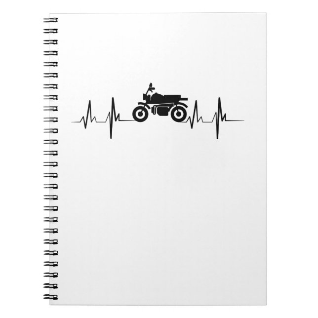 Carnet GIF de motard de battement de coeur de moto (Devant)