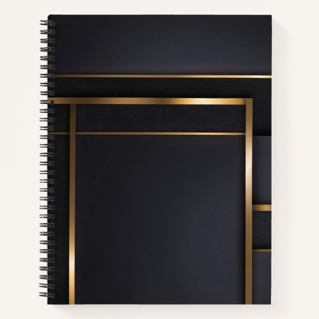 Carnet Gilded Intersections — Minimalist Black & Gold (Devant)