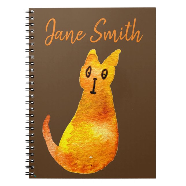 Carnet Ginger cat mignon aquarelle illustration art (Devant)