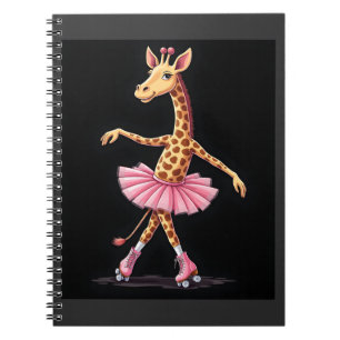 Carnet Girafe en patins à roulettes avec un débardeur et