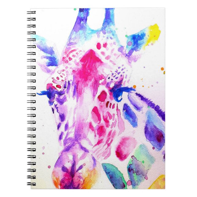 Carnet Giraffe Aquarelle Bébés Purple Cadeaux Lavande (Devant)