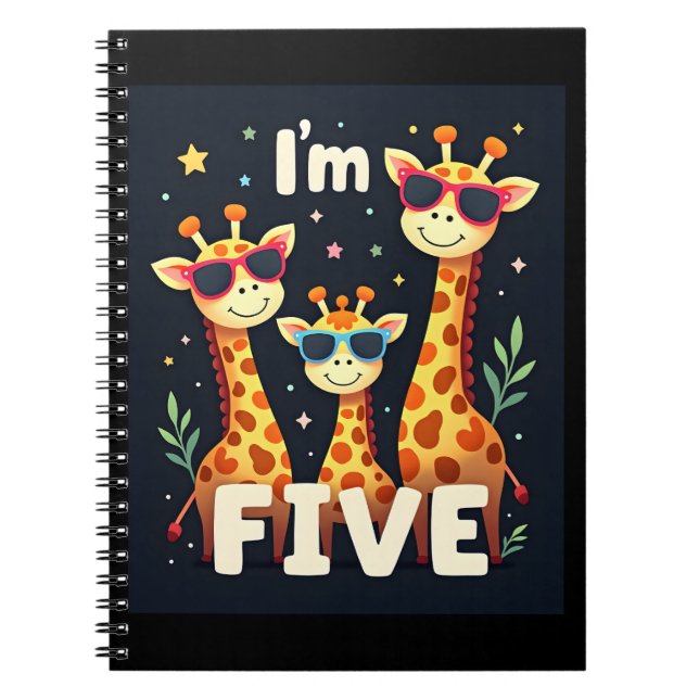 Carnet Giraffe cool 5e fête d'anniversaire 5 ans bébé (Devant)