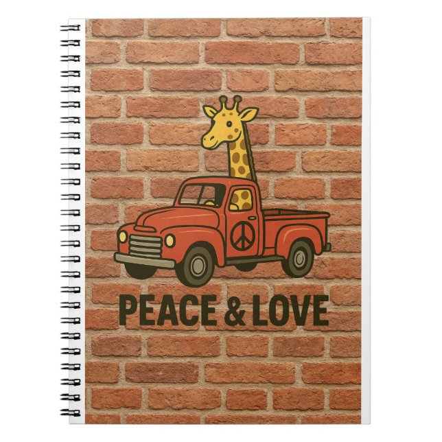 Carnet Giraffe cool à bord d'un camion de paix (Devant)