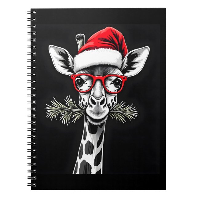 Carnet Giraffe de Noël Santa Hat Pajama Cadeau Famille Ma (Devant)