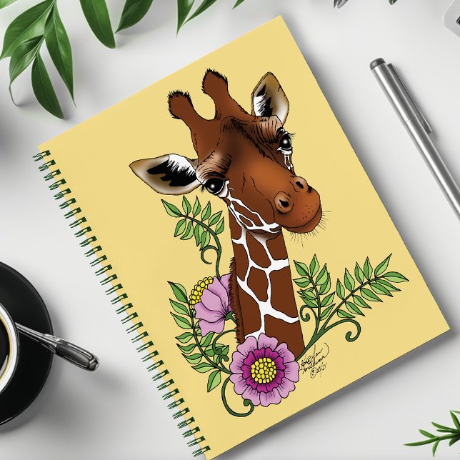Carnet Giraffe Fleurs de Portrait Jaunes (Créateur téléchargé)