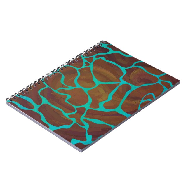 Carnet Giraffe Impression Brown et Turquoise (Côté gauche)
