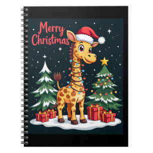 Carnet Giraffe Joyeux sapin de Noël Éclairage Père Noël G
