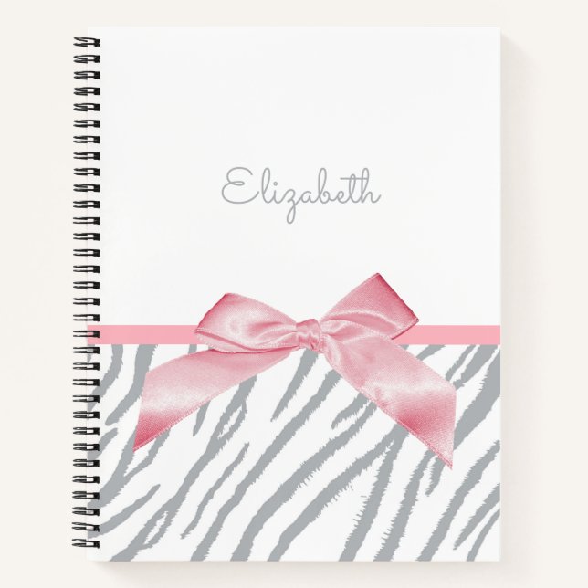 Carnet Girl Grey Tiger Stripes Poster de animal Avec Nom (Devant)