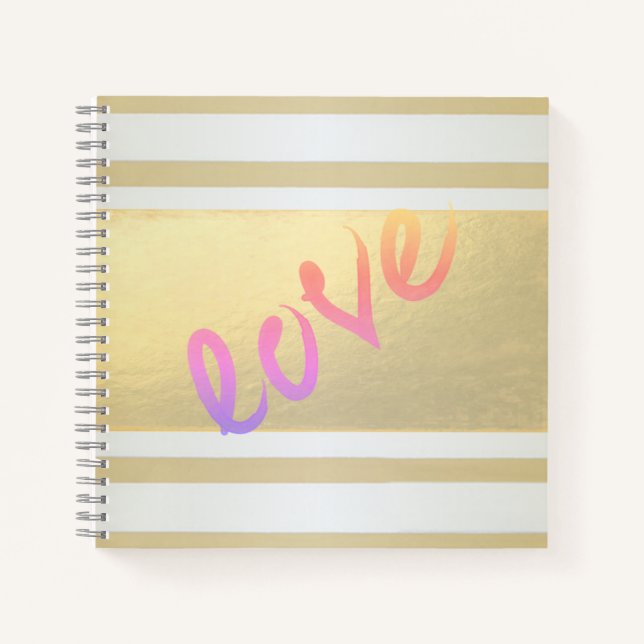 Carnet Girl Modern Gold Stripes, Amour (Devant)