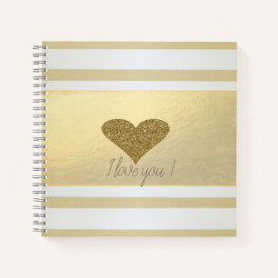 Carnet Girl Modern Gold Stripes, Coeur de Parties scintil