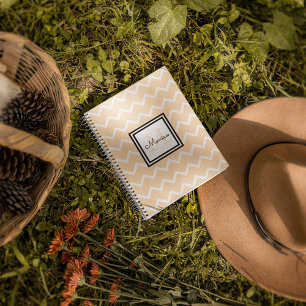 Carnet Girl Pastel Nom de la pêche Monogram Chevron