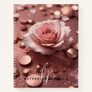 Carnet Girl Rose Gold Sparkle Parties scintillant Nom du 