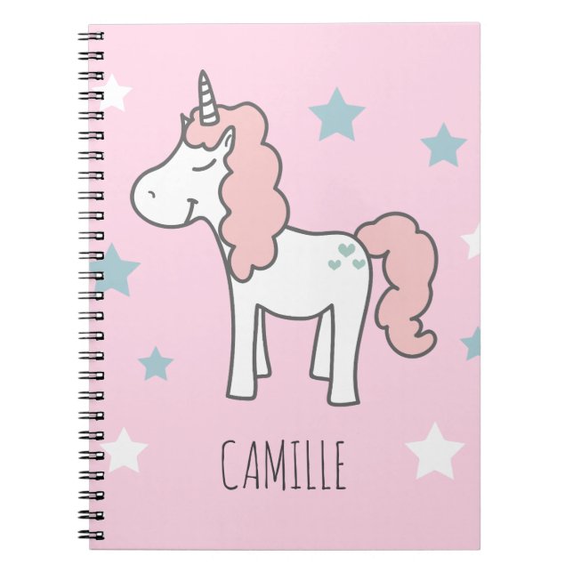Carnet Girls Cute Magical Pink Unicorn Kids School (Devant)