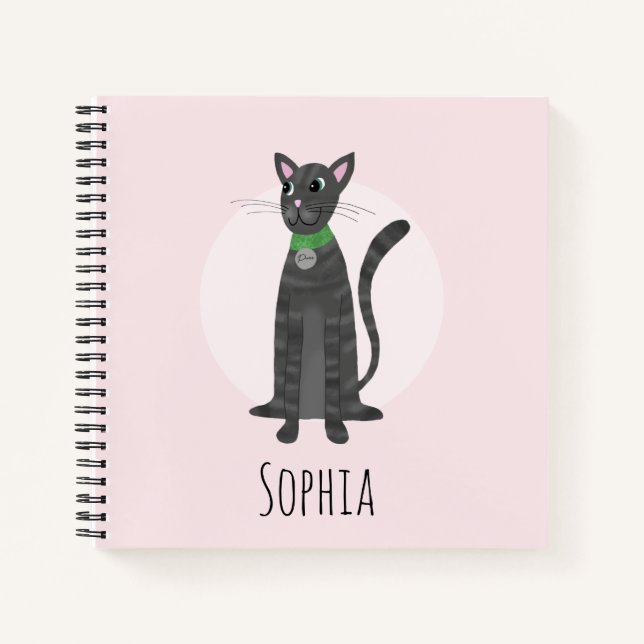 Carnet Girls School Cute Ginger Tabby Cat Cartoon Enfants (Devant)