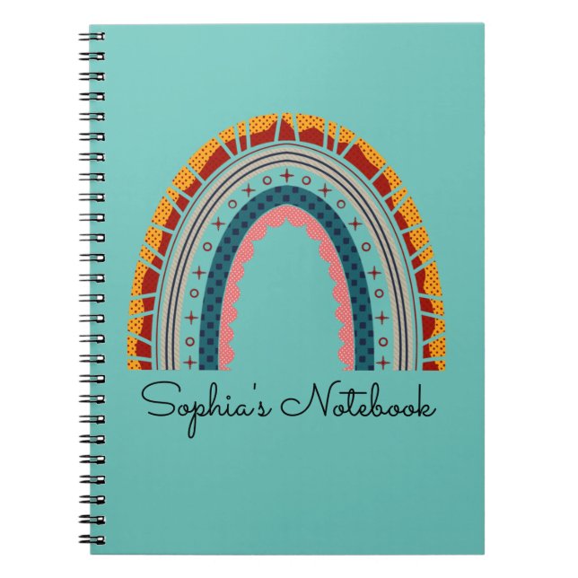 Carnet Girly Boho Arc-en-ciel Retour à la composition de  (Devant)