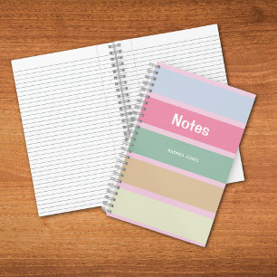 Carnet Girly Pastel Monogrammed Full Name Notes