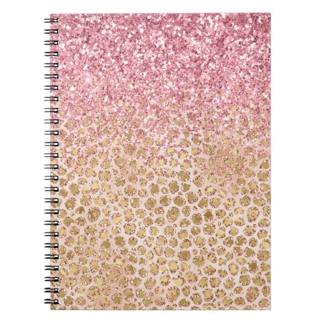 Carnet Girly Peach Gold Empreinte de léopard Parties scin (Devant)