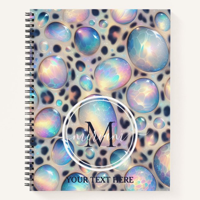 Carnet Girly Trendy Opal Leopard Print Monogram Softcover (Devant)