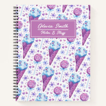 Glace et sucette amusantes bleues et violettes