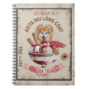 Carnet Glace pour chien drôle Akita Inu poil long