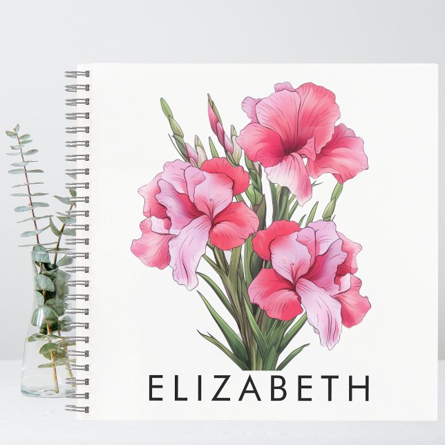 Carnet Gladiolus Fleur Mois De Naissance Personnalisée Po (Créateur téléchargé)