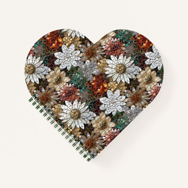 Carnet Glam Champagne Or Rouge Fleurs blanches (Devant)