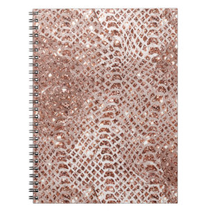 Carnet Glam de Parties scintillant de serpent d'or rose