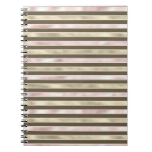 Carnet Glam Gold Blush rose Brown rayures