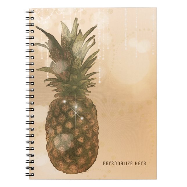 Carnet Glam Golden Ananas Elegant Tropical Custom (Devant)