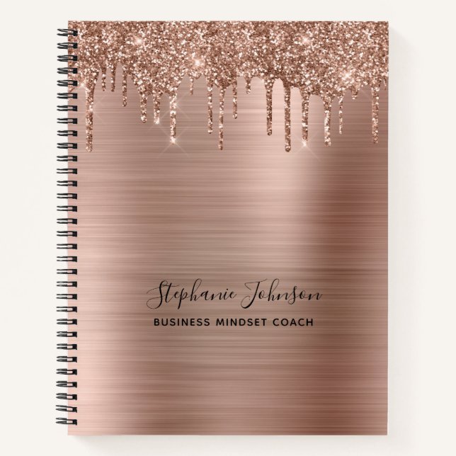 Carnet Glam métallique Rose Parties scintillant or Lady B (Devant)
