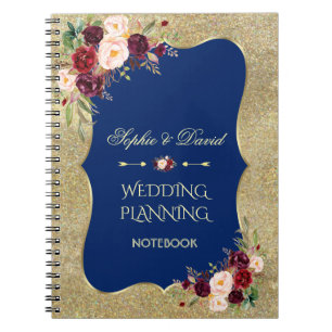 Carnet Glam Parties scintillant or Blush Wedding planner 