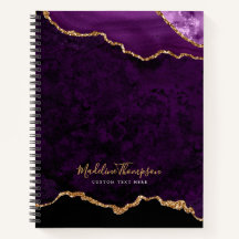 Glam Purple Velvet Agate Géode Gold Script
