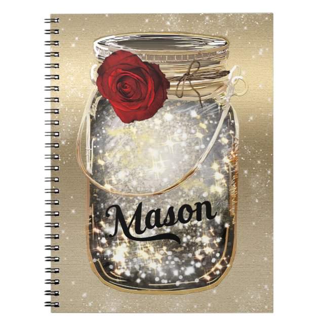 Carnet Glamme dorée Rouge Rose Mason Jar (Devant)