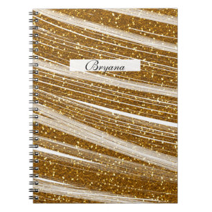Carnet Glamour Chic à Paillettes Dorées et Blanc