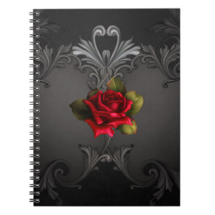 Carnet Glamour gothique Rose rouge Noir ornemental Glam